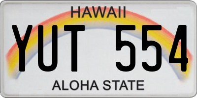 HI license plate YUT554
