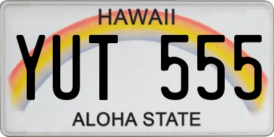 HI license plate YUT555