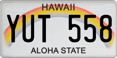 HI license plate YUT558