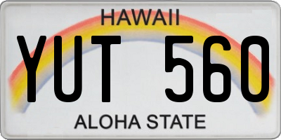 HI license plate YUT560