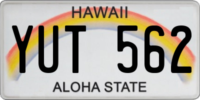 HI license plate YUT562