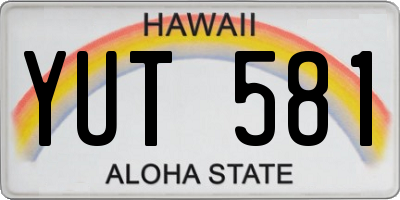 HI license plate YUT581