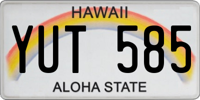 HI license plate YUT585