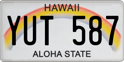 HI license plate YUT587