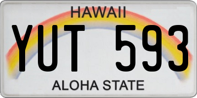 HI license plate YUT593