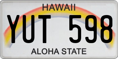 HI license plate YUT598