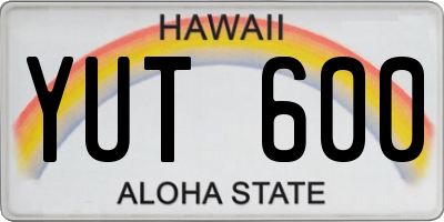 HI license plate YUT600