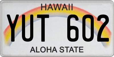 HI license plate YUT602