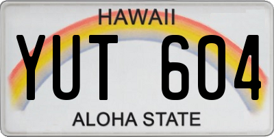 HI license plate YUT604