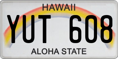 HI license plate YUT608