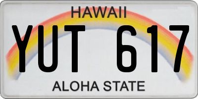 HI license plate YUT617