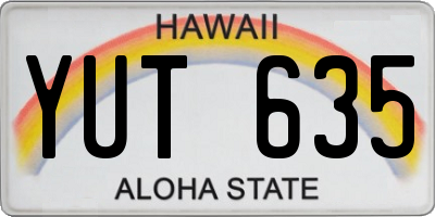 HI license plate YUT635