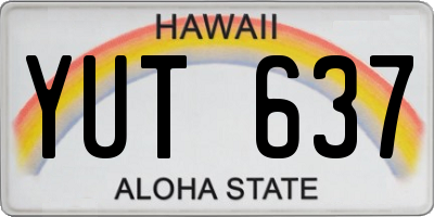 HI license plate YUT637