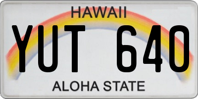 HI license plate YUT640