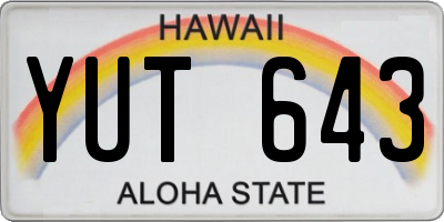HI license plate YUT643
