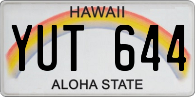 HI license plate YUT644