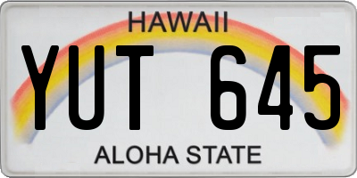HI license plate YUT645