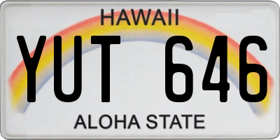 HI license plate YUT646