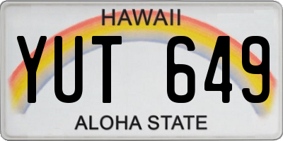 HI license plate YUT649