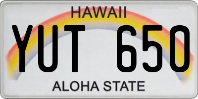 HI license plate YUT650