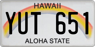 HI license plate YUT651