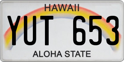 HI license plate YUT653