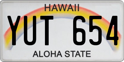 HI license plate YUT654
