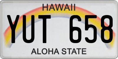 HI license plate YUT658