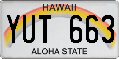 HI license plate YUT663
