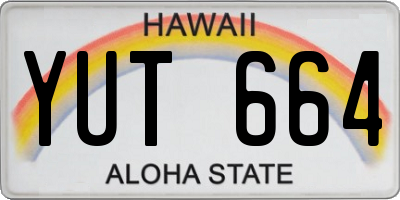 HI license plate YUT664
