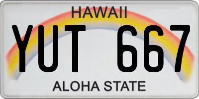 HI license plate YUT667