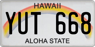 HI license plate YUT668