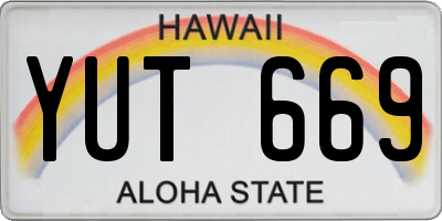 HI license plate YUT669