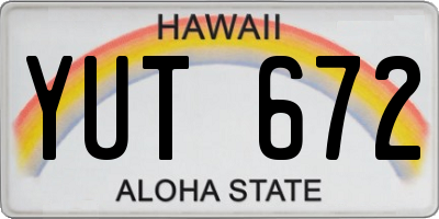 HI license plate YUT672
