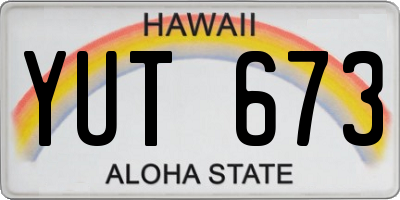 HI license plate YUT673