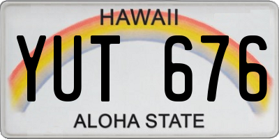 HI license plate YUT676