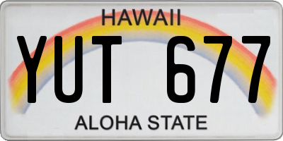 HI license plate YUT677