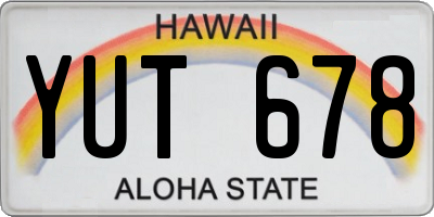HI license plate YUT678