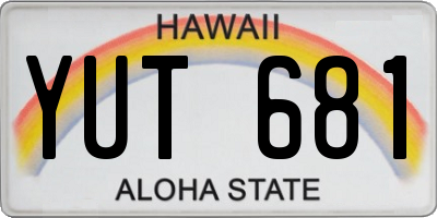 HI license plate YUT681