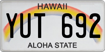 HI license plate YUT692