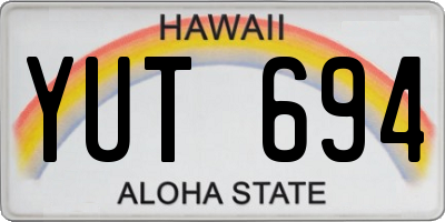 HI license plate YUT694