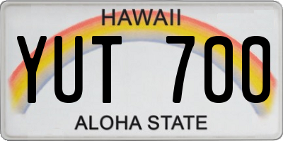HI license plate YUT700