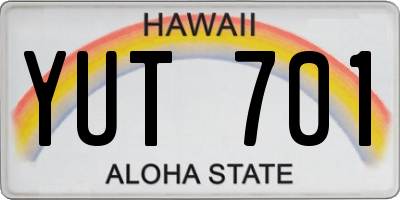 HI license plate YUT701
