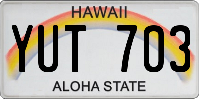 HI license plate YUT703