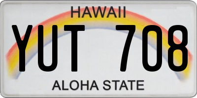 HI license plate YUT708