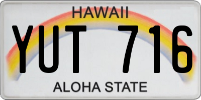 HI license plate YUT716