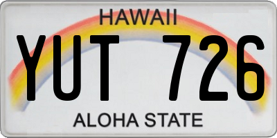 HI license plate YUT726