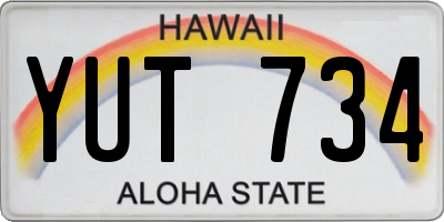 HI license plate YUT734