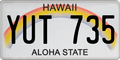 HI license plate YUT735