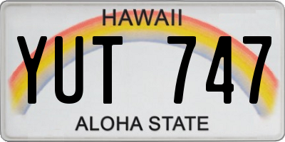 HI license plate YUT747